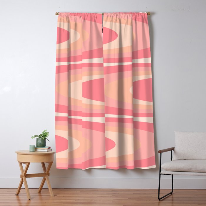 Fab Waves Retro Abstract Pattern in Pink and Blush Window Curtain Gallery Image 5
