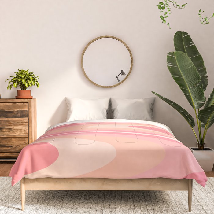 Fab Waves Retro Abstract Pattern in Pink and Blush Comforter Gallery Image 3