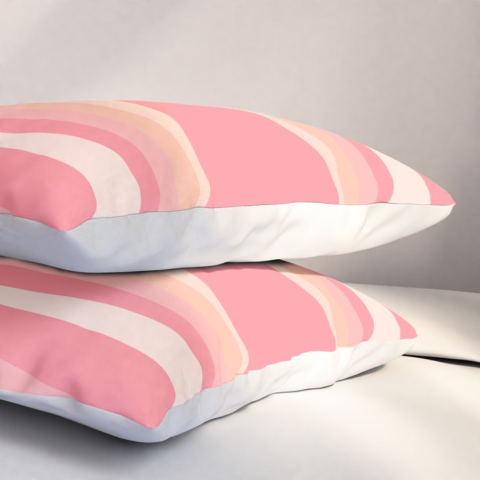 Fab Waves Retro Abstract Pattern in Pink and Blush Pillow Sham Gallery Image 3