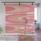 Fab Waves Retro Abstract Pattern in Pink and Blush Wall Mural Gallery Image 1