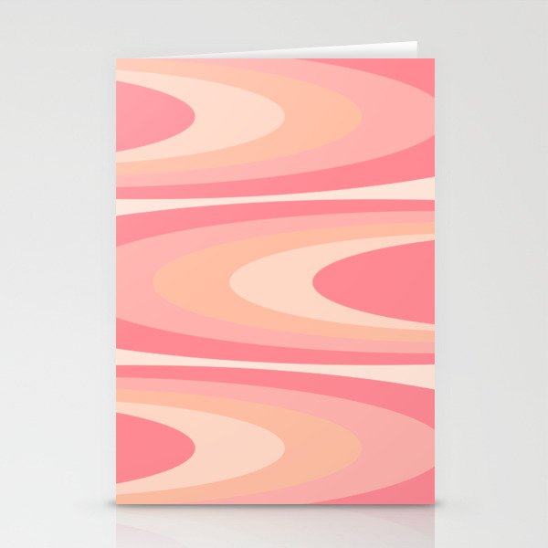 Fab Waves Retro Abstract Pattern in Pink and Blush Stationery Card Gallery Image 2