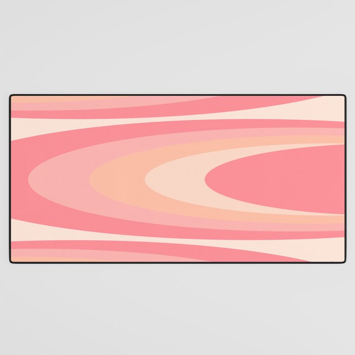Fab Waves Retro Abstract Pattern in Pink and Blush Desk Mat Gallery Image 3