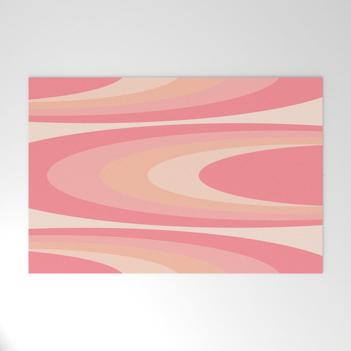 Fab Waves Retro Abstract Pattern in Pink and Blush Welcome Mat Gallery Image 1