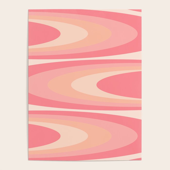 Fab Waves Retro Abstract Pattern in Pink and Blush Poster Gallery Image 4