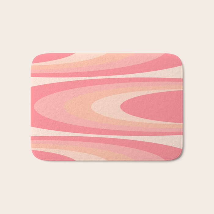 Fab Waves Retro Abstract Pattern in Pink and Blush Bath Mat Gallery Image 1