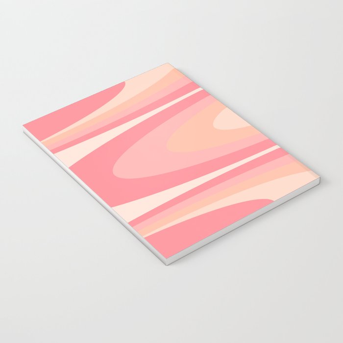 Fab Waves Retro Abstract Pattern in Pink and Blush Notebook Gallery Image 3