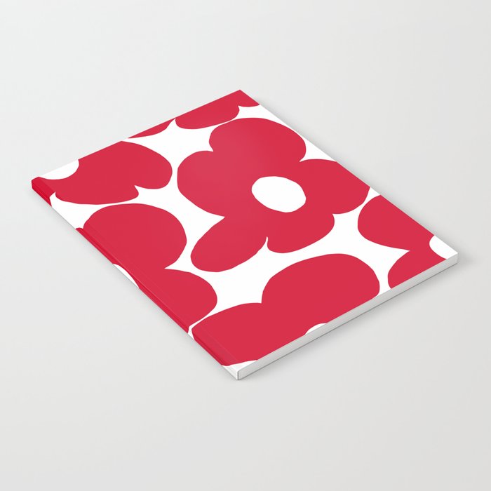 Red Retro Flowers White Background #decor #society6 #buyart Notebook Gallery Image 2