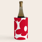 Red Retro Flowers White Background #decor #society6 #buyart Wine Chiller Gallery Image 3