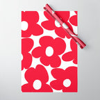 Red Retro Flowers White Background #decor #society6 #buyart Wrapping Paper Gallery Image 1