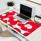 Red Retro Flowers White Background #decor #society6 #buyart Desk Mat Gallery Image 2