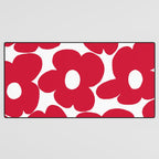 Red Retro Flowers White Background #decor #society6 #buyart Desk Mat Gallery Image 3