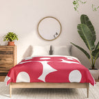 Red Retro Flowers White Background #decor #society6 #buyart Comforter Gallery Image 3