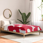 Red Retro Flowers White Background #decor #society6 #buyart Comforter Gallery Image 2