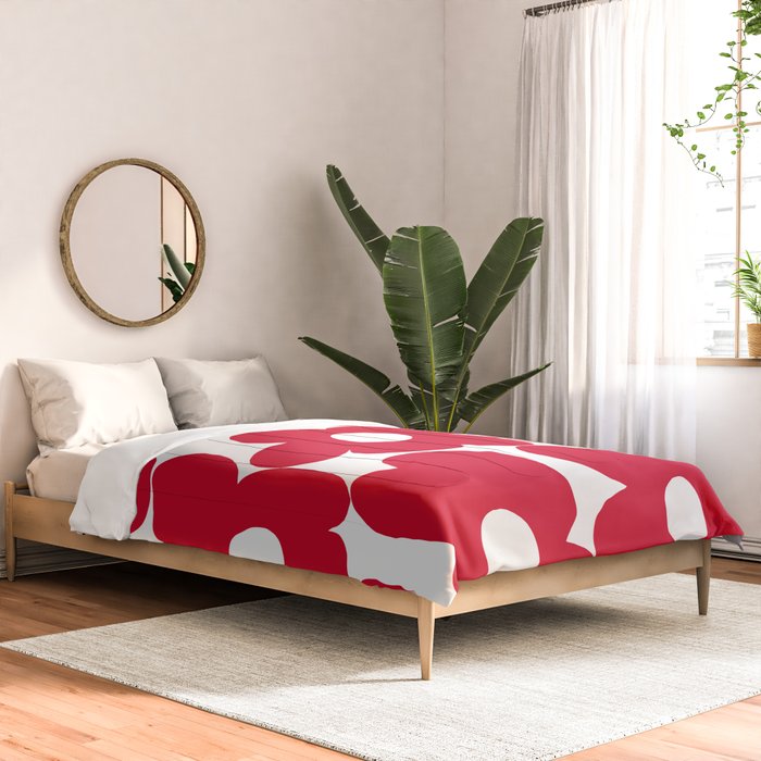 Red Retro Flowers White Background #decor #society6 #buyart Comforter Gallery Image 2