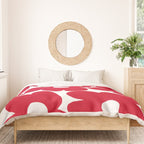 Red Retro Flowers White Background #decor #society6 #buyart Duvet Cover Gallery Image 3