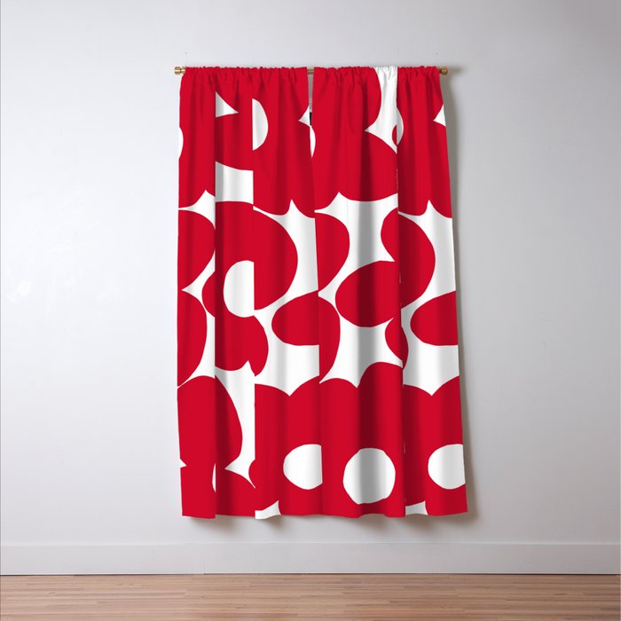 Red Retro Flowers White Background #decor #society6 #buyart Window Curtain Gallery Image 3
