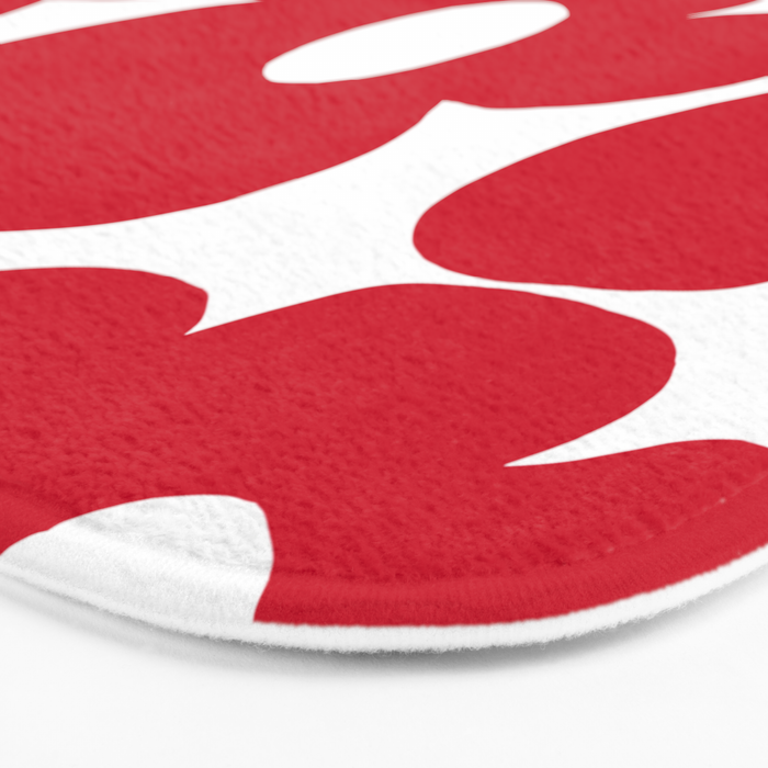 Red Retro Flowers White Background #decor #society6 #buyart Bath Mat Gallery Image 3