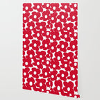 Red Retro Flowers White Background #decor #society6 #buyart Wallpaper Gallery Image 2