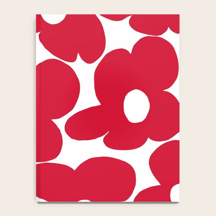 Red Retro Flowers White Background #decor #society6 #buyart Notebook Gallery Image 4