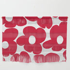 Red Retro Flowers White Background #decor #society6 #buyart Wall Hanging Gallery Image 1