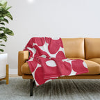 Red Retro Flowers White Background #decor #society6 #buyart Throw Blanket Gallery Image 1