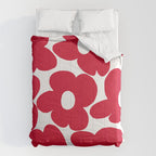 Red Retro Flowers White Background #decor #society6 #buyart Comforter Gallery Image 6