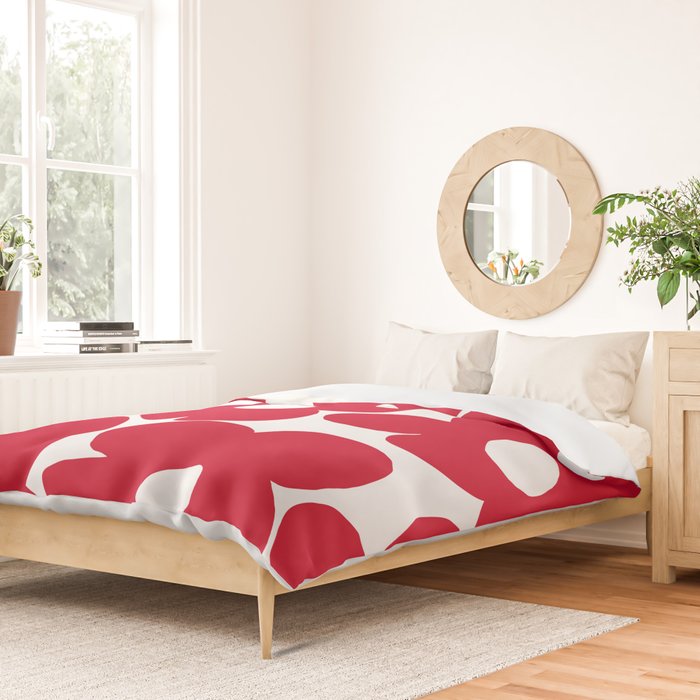 Red Retro Flowers White Background #decor #society6 #buyart Duvet Cover Gallery Image 2