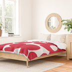 Red Retro Flowers White Background #decor #society6 #buyart Duvet Cover Gallery Image 2