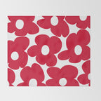 Red Retro Flowers White Background #decor #society6 #buyart Throw Blanket Gallery Image 2