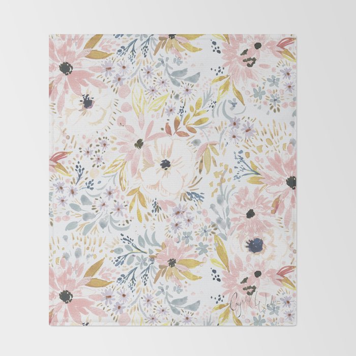 Pink Sunflower Meadow Summer Throw Blanket Gallery Image 2