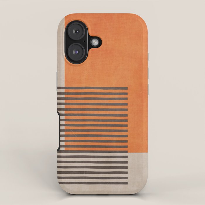 Beige Orange Geometric Abstract Minimalist Art iPhone Case Gallery Image 1