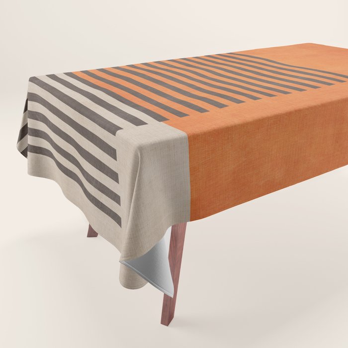 Beige Orange Geometric Abstract Minimalist Art Tablecloth Gallery Image 1