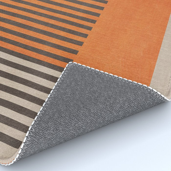 Beige Orange Geometric Abstract Minimalist Art Rug Gallery Image 4