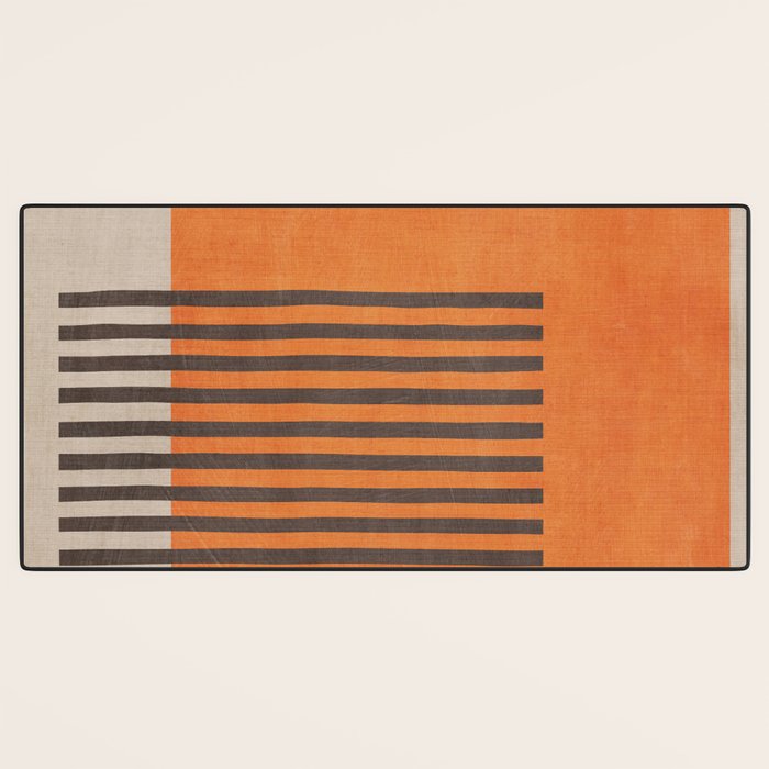 Beige Orange Geometric Abstract Minimalist Art Desk Mat Gallery Image 3