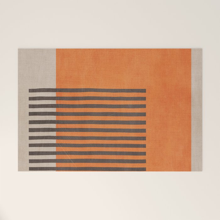 Beige Orange Geometric Abstract Minimalist Art Welcome Mat Gallery Image 1
