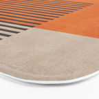 Beige Orange Geometric Abstract Minimalist Art Bath Mat Gallery Image 3