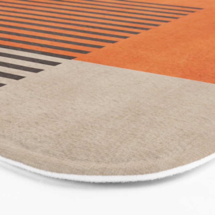 Beige Orange Geometric Abstract Minimalist Art Bath Mat Gallery Image 3