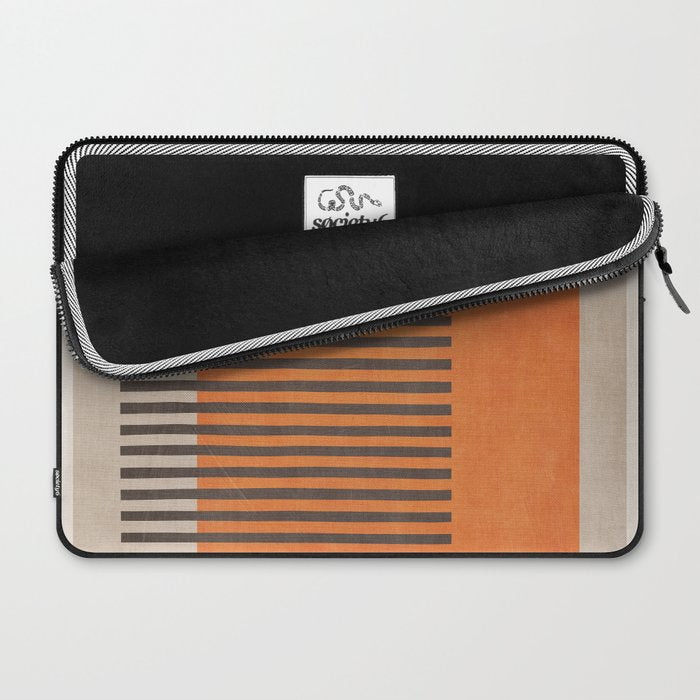 Beige Orange Geometric Abstract Minimalist Art Laptop Sleeve Gallery Image 2