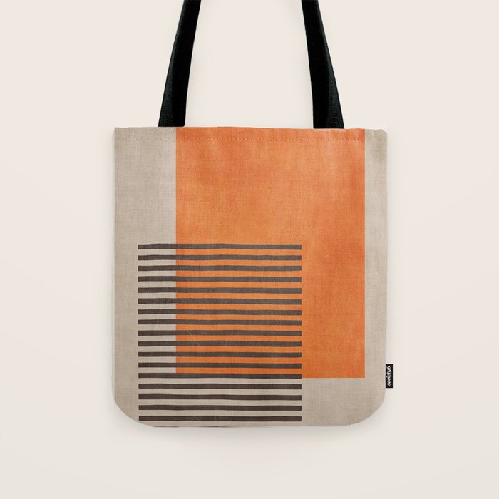 Beige Orange Geometric Abstract Minimalist Art Tote Bag Gallery Image 1