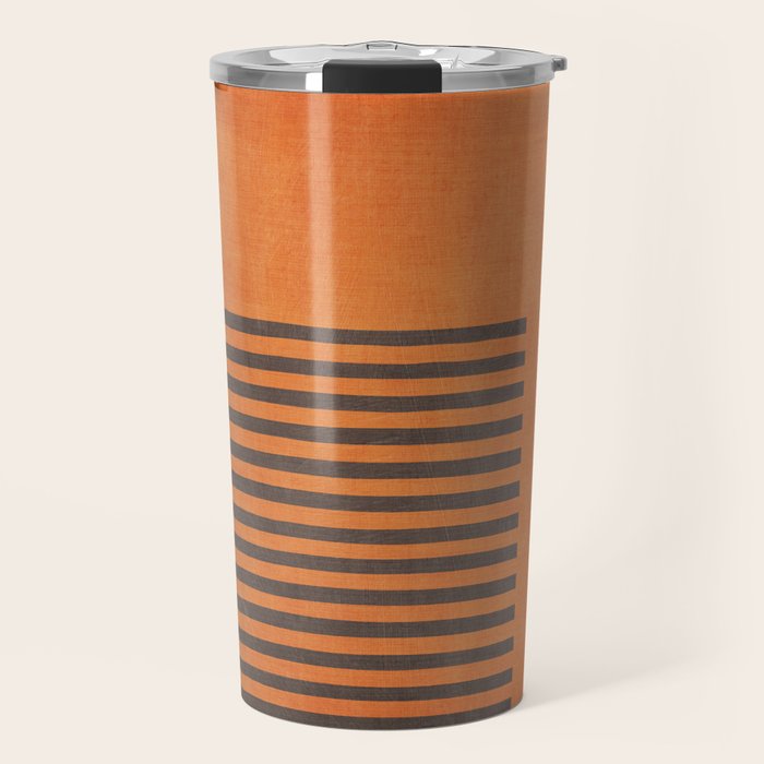 Beige Orange Geometric Abstract Minimalist Art Travel Mug Gallery Image 1