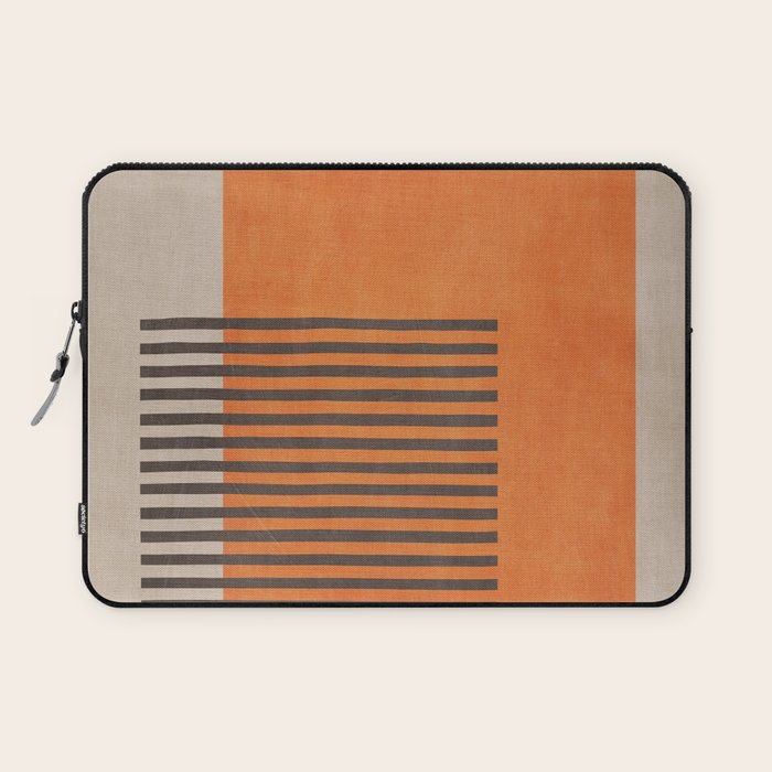 Beige Orange Geometric Abstract Minimalist Art Laptop Sleeve Gallery Image 1