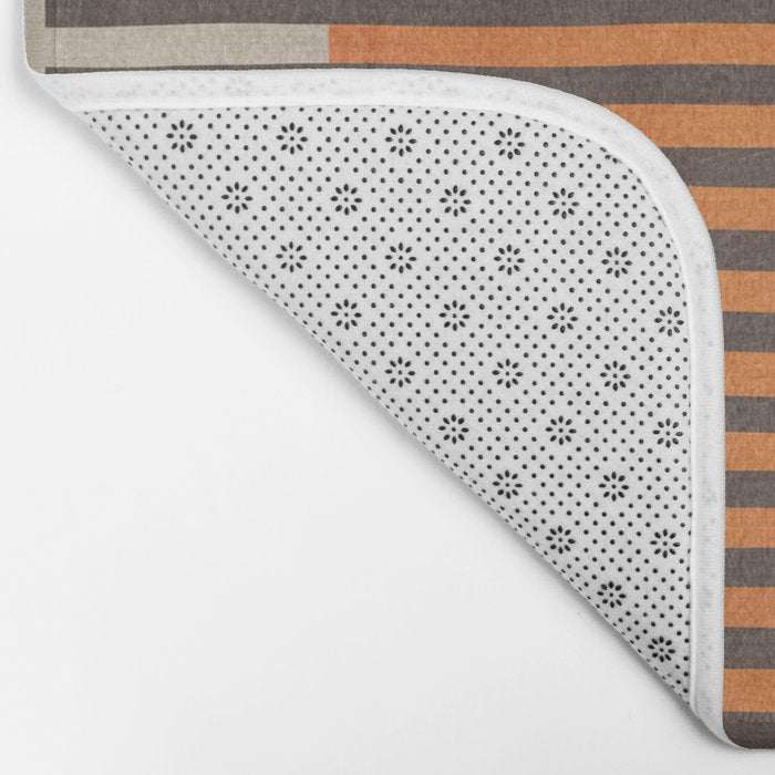 Beige Orange Geometric Abstract Minimalist Art Bath Mat Gallery Image 2