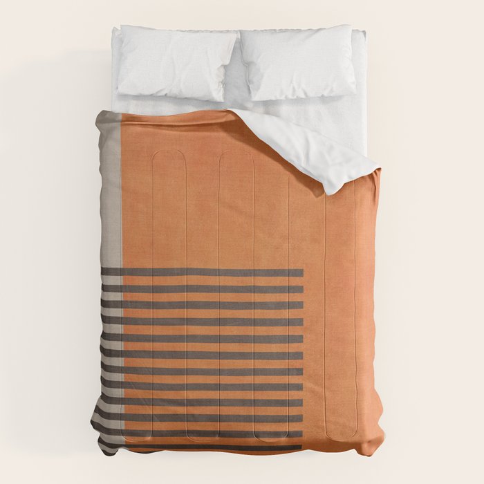 Beige Orange Geometric Abstract Minimalist Art Comforter Gallery Image 6