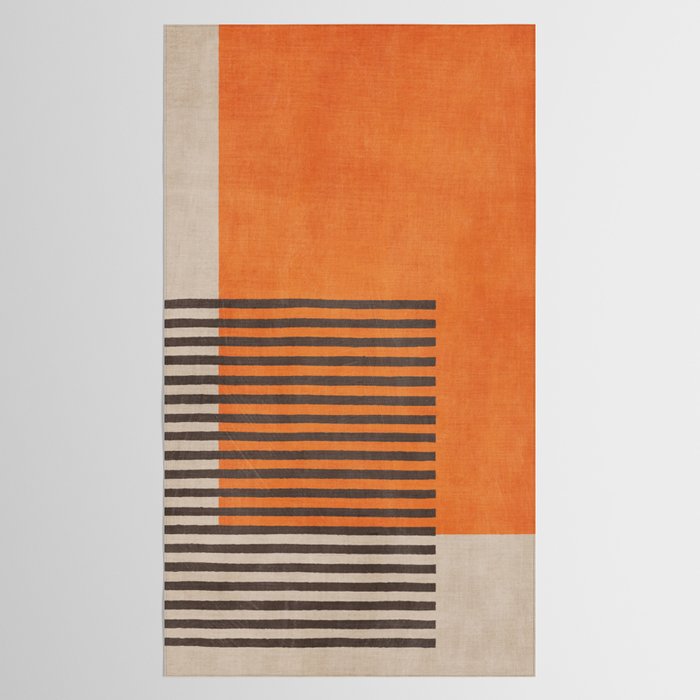 Beige Orange Geometric Abstract Minimalist Art Tablecloth Gallery Image 2