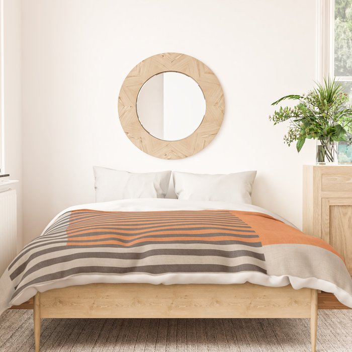 Beige Orange Geometric Abstract Minimalist Art Duvet Cover Gallery Image 3
