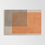 Beige Orange Geometric Abstract Minimalist Art Rug Gallery Image 2