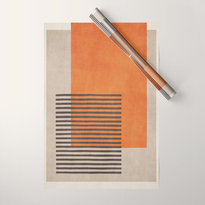Beige Orange Geometric Abstract Minimalist Art Wrapping Paper Gallery Image 1