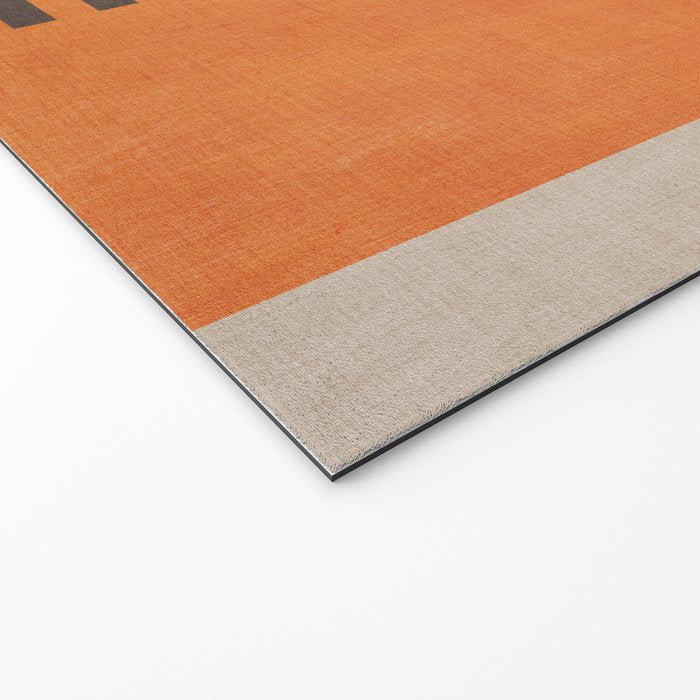 Beige Orange Geometric Abstract Minimalist Art Welcome Mat Gallery Image 2
