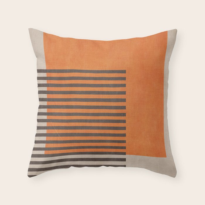 Beige Orange Geometric Abstract Minimalist Art Throw Pillow Gallery Image 6
