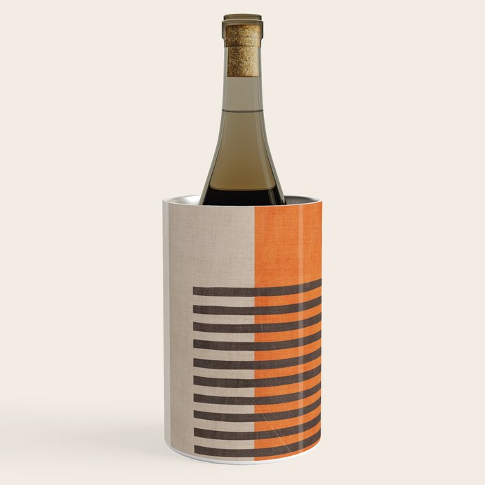 Beige Orange Geometric Abstract Minimalist Art Wine Chiller Gallery Image 2
